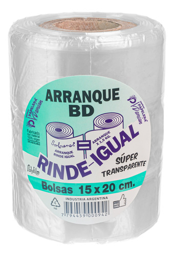 Rollo Arranque 15x20cm Super Transparente Cristal Bd X 1 U