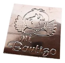 Comprar Repujado Aluminio Comunión Bautizo 35x35mm Cruz Angel 12pz
