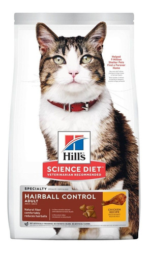 Alimento Hill's Science Diet Hairball Control Para Gato Adulto Sabor Pollo En Bolsa De 7lb