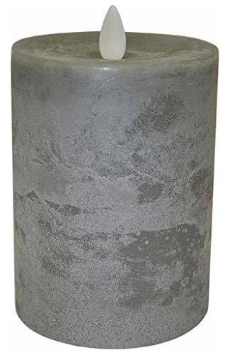 Raz Imports 3 5 X5 - Vela De Pilar Gris Caliza Con Llam...