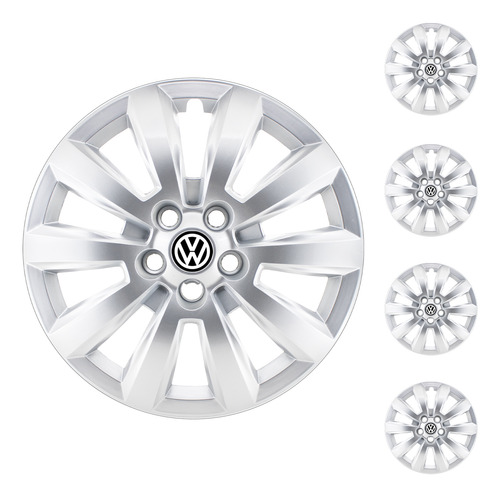  X4 Tazas 15 PuLG. Volkswagen Suran 2014 Al 2017 Con Logo