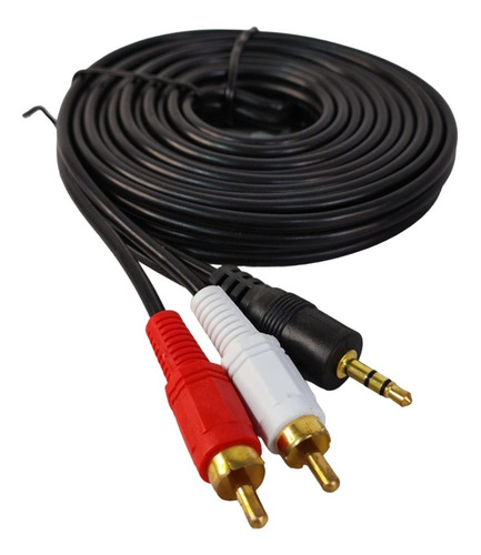 Cable Audio Auxiliar 2x1 Rca Plug 3,5mm Jack 3.5mm 5 Metros