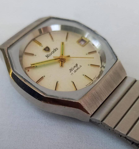 Reloj Nivada King 17 Jewels Swiss Plateado Plateado Beige (Usado)