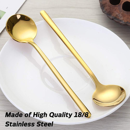 Cucharas De Café Espresso De Acero Inoxidable Chapadas En Or