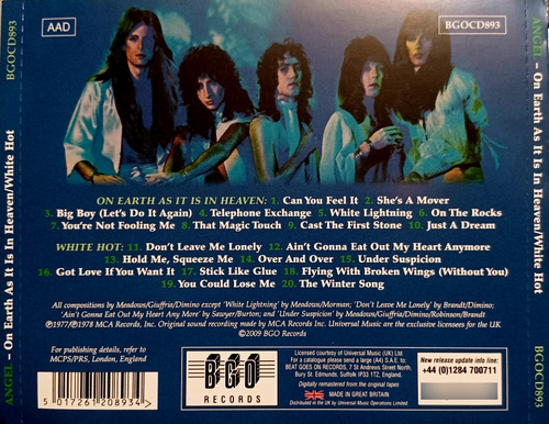 Cd Angel - On Earth As It Is / White Hot 1977/1978 Giuffria (Usado)