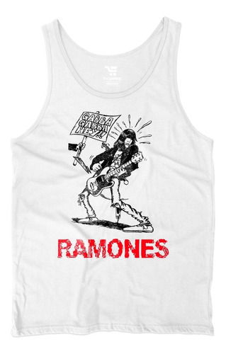 Camisilla Hombre Esqueleto Algodon Ref Los Ramones Punk Rock