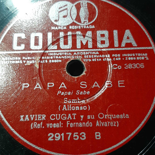 Pasta Xavier Cugat Fernando Alvarez Columbia C241