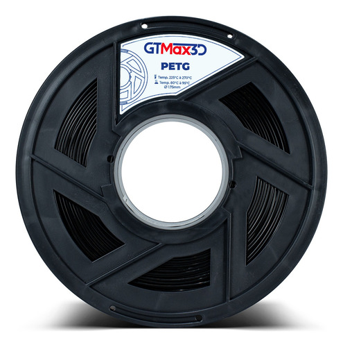 Filamento Petg 1.75mm 1kg - Impressão 3d - Gtmax3d Preto