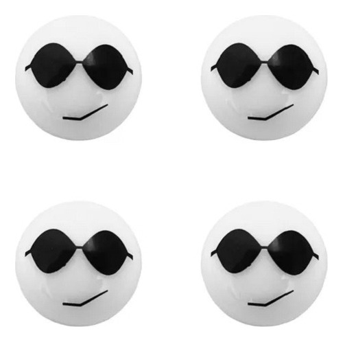 4 Pzas Pivote Tapones De Válvula Emoji Lentes Blanco