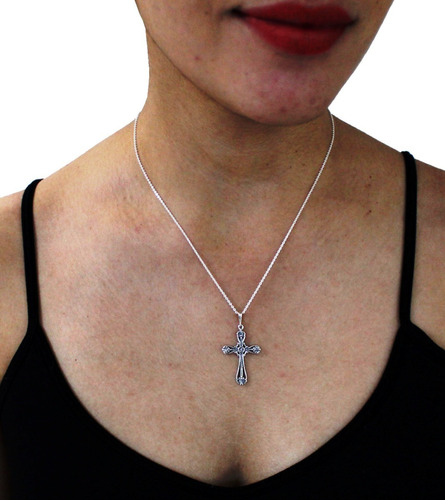 Imagen 7 de 10 de Dije Cruz De Plata .925 Oxido Mujer Hombre Agálea Joyería