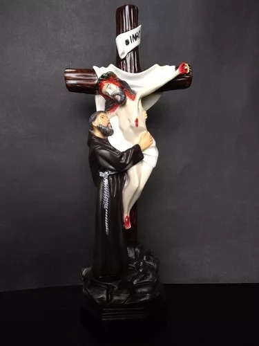 Imagem São Francisco De Assis Abraçando Cristo Abraco Jesus Cor Pintura A Mão