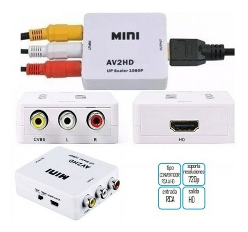 Conversor Ditron Adaptador Video Rca Av2 A Hd 720p 1080p