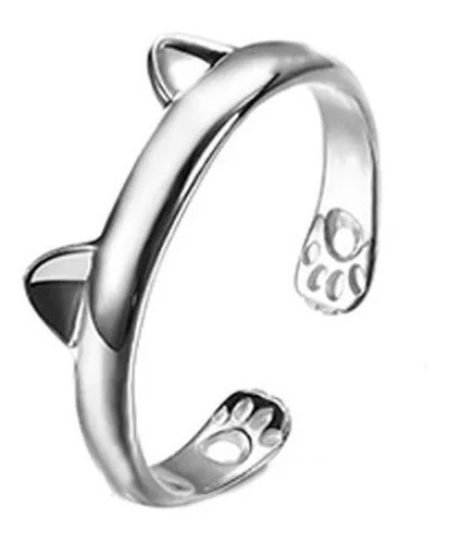 Anillo Ajustable De Gato De Plata 925