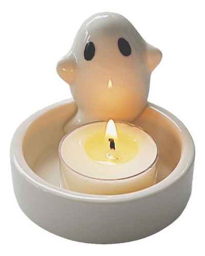 B Portavelas Con Diseño De Fantasma De Halloween,
