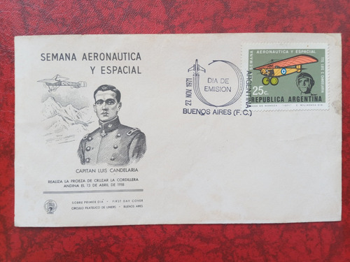 Sobre Primer Día Semana Aeronáutica Espacio 1971 Candelaria