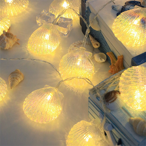 Cadena De Luces Led En Forma De Estrella Con Conchas De Made