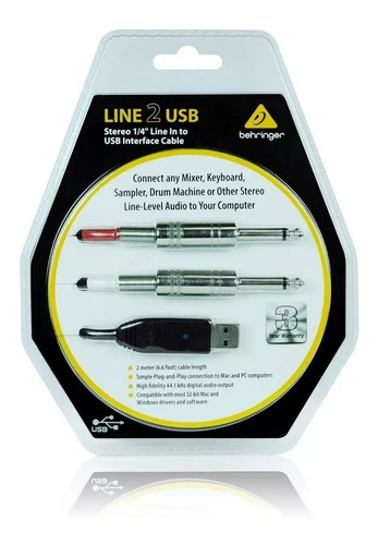 Imagen 3 de 4 de Behringer Line 2 Usb Cable Adaptador Xlr A Usb Envio Full