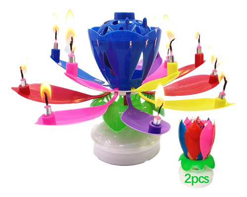 14 Velas Musicales Giratorias Pequeñas Con Forma De Flor De