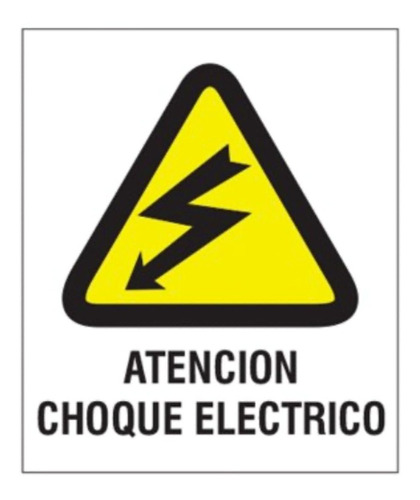 Cartel Señalizacion Atencion Choque Electrico Plastico 40x45