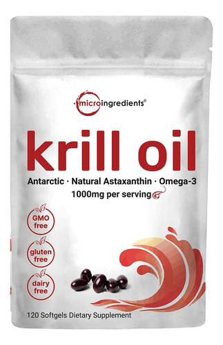 Krill Oil 1000mg 120 Softgels+ Omega 3 Epa Dha Astaxantina