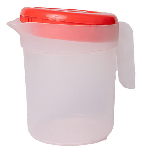 Jarra Redonda Plástica Con Tapa, 2l, 18x17cm (6pz) Color Mix Color