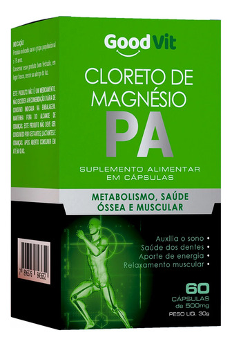 Kit 2x Cloreto De Magnésio Pa 260mg 60 Caps - Good Vit Sem Sabor