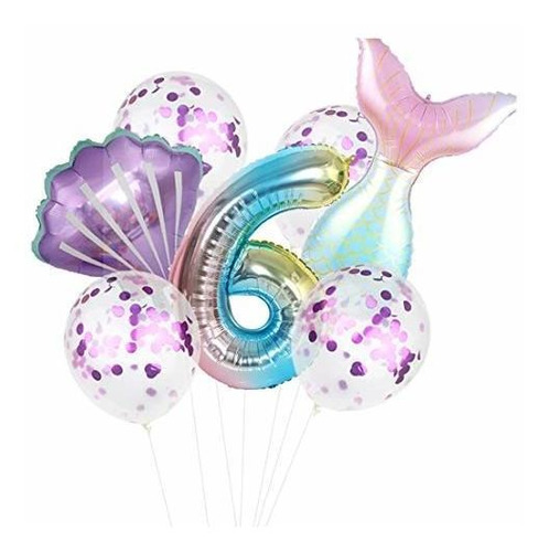 7 Globos De Sirena Con Números De Globos Para La Primera Seg