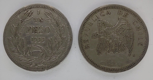 Moneda Chile, 1 Peso 1933 Km# 176.1