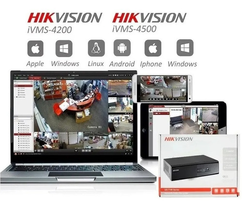 Imagen 5 de 5 de Kit Vigilancia Hikvision 4 Camaras Turbo Hd 1080p 2mp + Acce