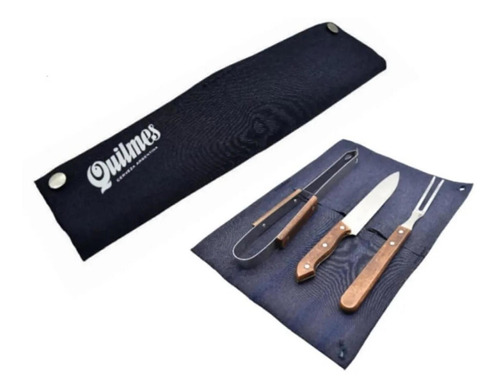 Set Kit Parrillero Cerveza Quilmes Cuchillo Pinza Tenedor