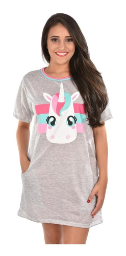 Imagem 4 de 4 de Camisola Pijama Camisão Feminino Meia Manga Adulto Conforto