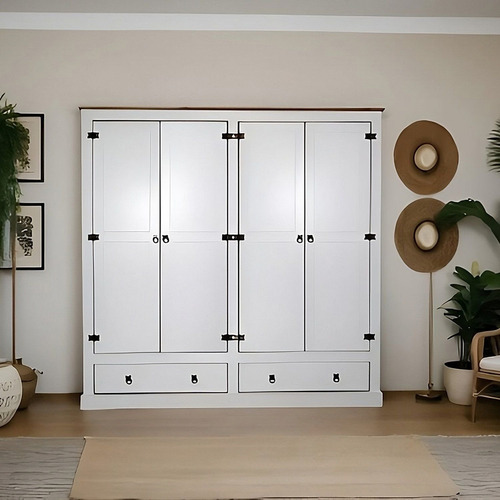 Guarda-roupa 04 Portas E 02 Gavetas Mdf/madeira Maciça Wt