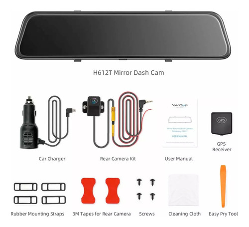 Espejo Vantop 12 4k Retrovisor Dash Doble Cam Gps Nocturna