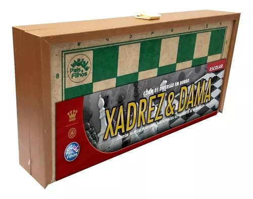 Jogo de Dama Madeira Peças Plasticas 25x25 - Pangue - Jogo de