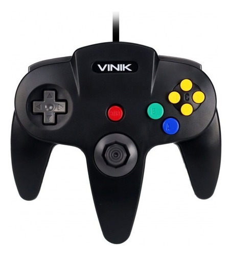 Controle Modelo N64 Usb Pc / Sistema Retrogaming Vinik Cor Preto