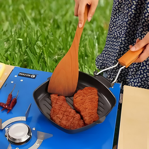 Sartén Plancha Grill Antiadherente Con Mango Madera 28cm