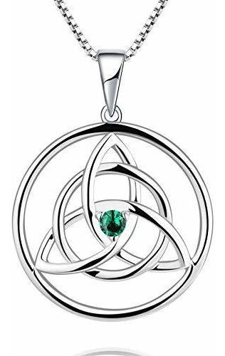 Collar - Celtic Knot Necklace 925 Sterling Silver Created Aq