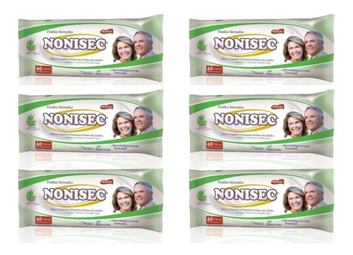 Nonisec Toallas Humedas Para Adultos 6 Packs X 60 Unidades