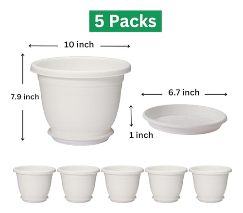 5 Paquetes De Macetas De 10 Pulgadas + Platillo, Macetas Par
