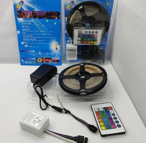 Cinta Luces Led Rgb Auto Adhesivas 5mt Con Control Remoto