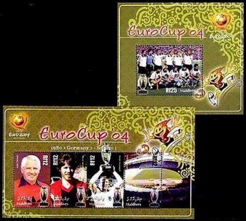 Fútbol - Eurocopa 2004 - Maldivas - Hojita + Block Mint