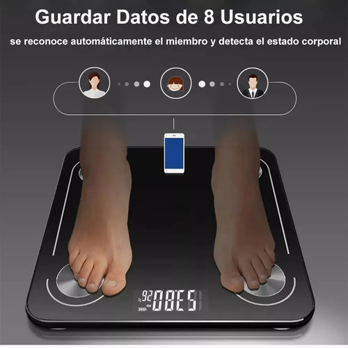 Bascula Corporal Digital Recargable Con App Registro De Dato