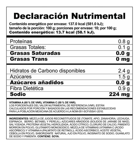 Néctar De Verduras Sabor Original 1l 8 Mix Herdez