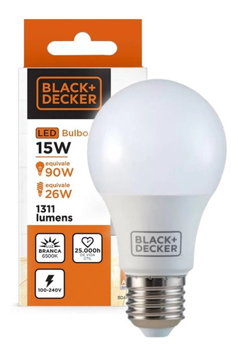 Lampada Led Bulbo A65 15w 6500k Black+decker