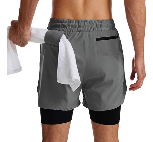 Short Lycra Deportiva Hombre Gym Con Forrado Secado Rápido