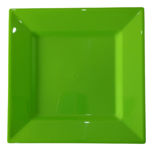 Plato Cuadrado De Postre 16x16 Plástico Rígido X6 - Verde
