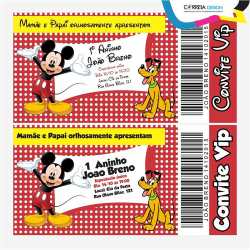 Imagem 3 de 3 de Criar Arte Final Convite Mickey Safari Mouse Tipo Ingresso