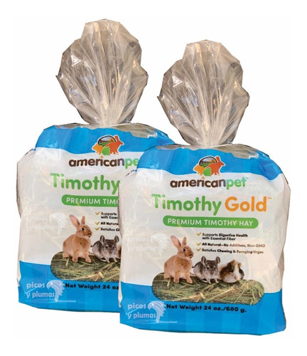 2 Pack Heno Timothy American Pet , El Mejor Para Tu Conejo Cuyo Chinchilla Pues No Contiene Alfalfa, Envío Incluido