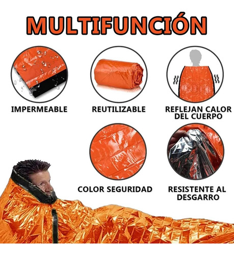 Manta Aluminizada Térmica Emergencia Mod. Sp6383 Refugio Naranja