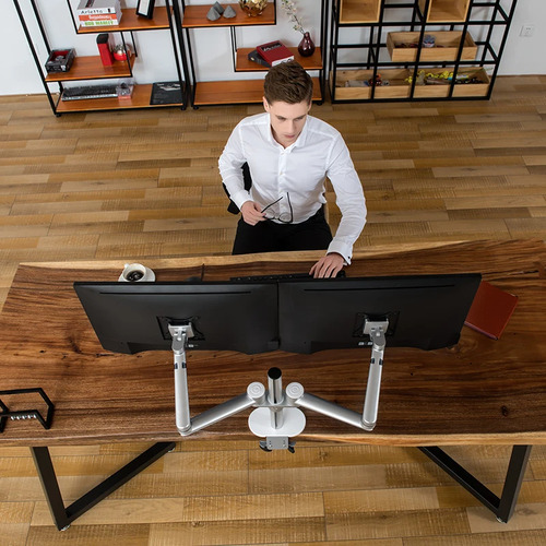 Suporte Mesa Braço Articulado 2 Monitores 17-32 Dell Samsung Cor Preto